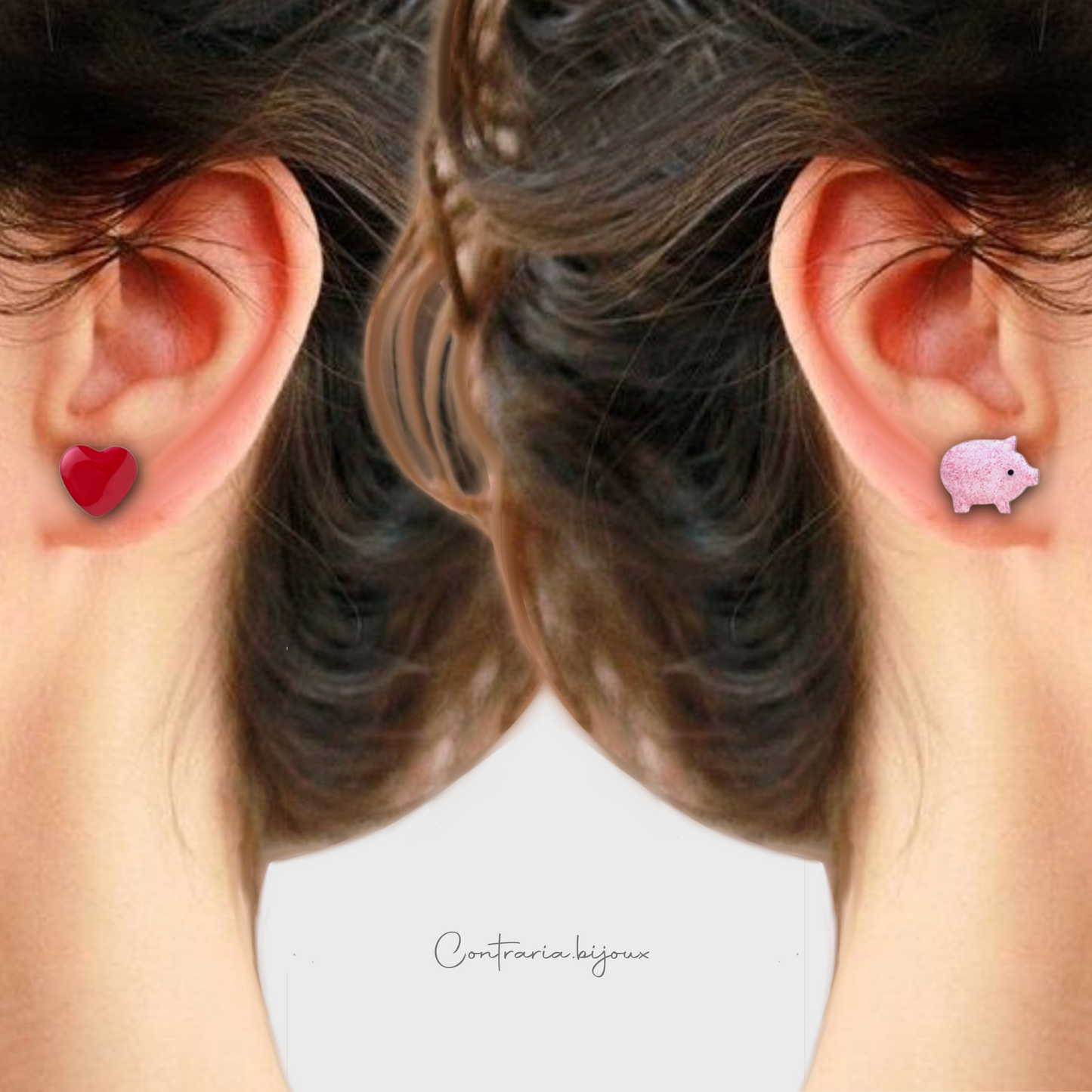 Orecchini Maiale e cuore - ContrariaBijoux