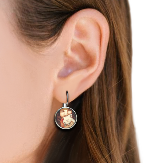 Orecchini illustrati coniglio e ragazza - ContrariaBijoux
