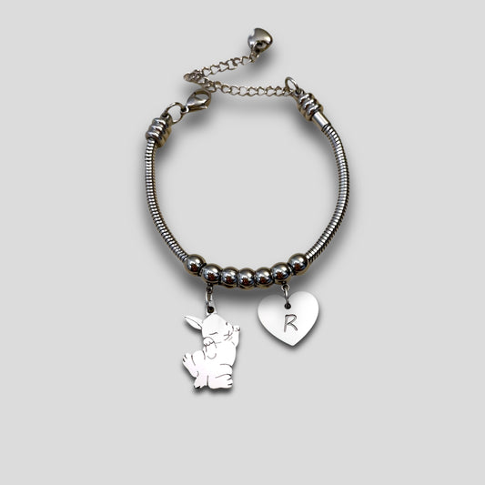Bracciale coniglio a pancia in su, bracciale con ciondolo coniglietto - ContrariaBijoux