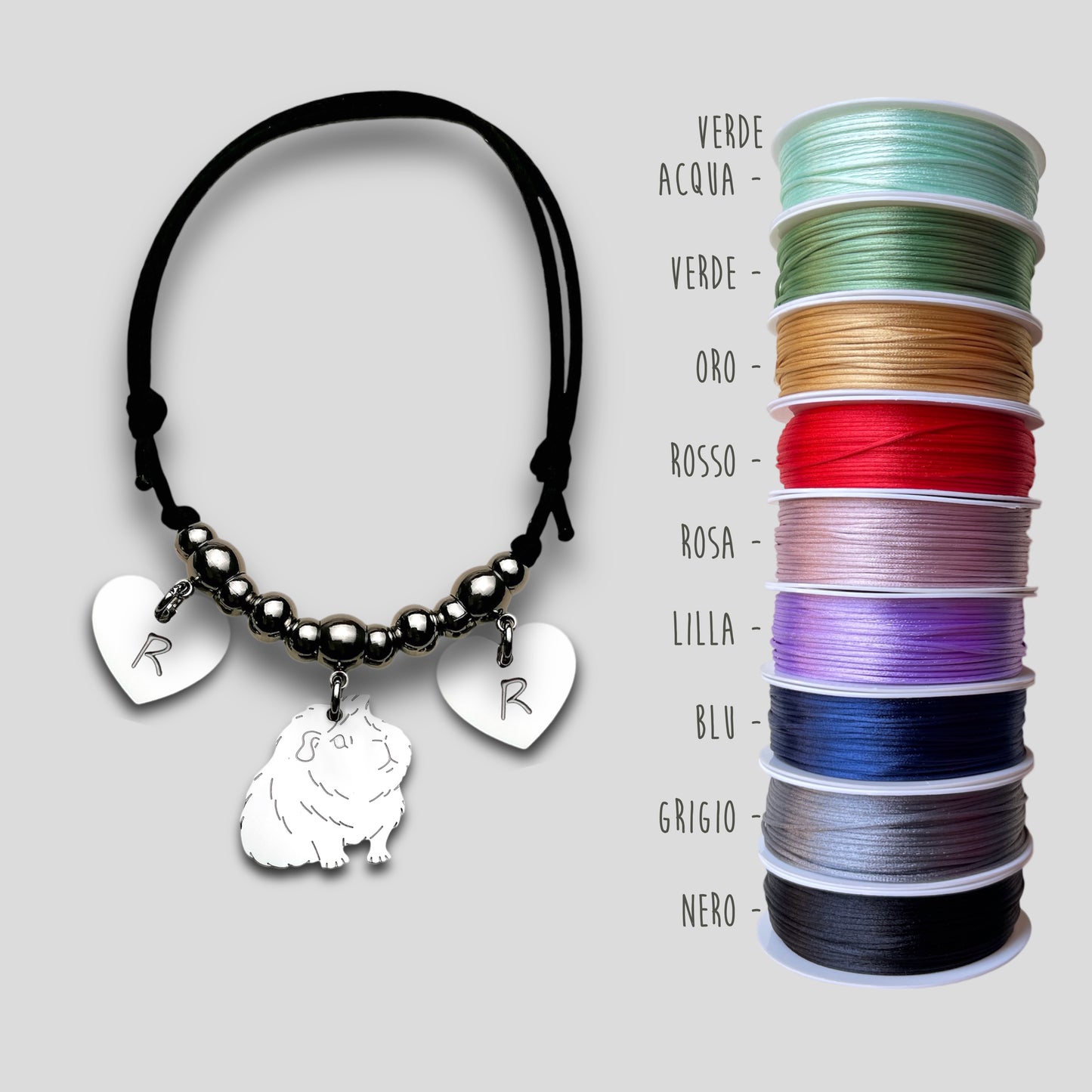 Bracciale con ciondolo Cavia / Porcellino d’india a pelo lungo - ContrariaBijoux