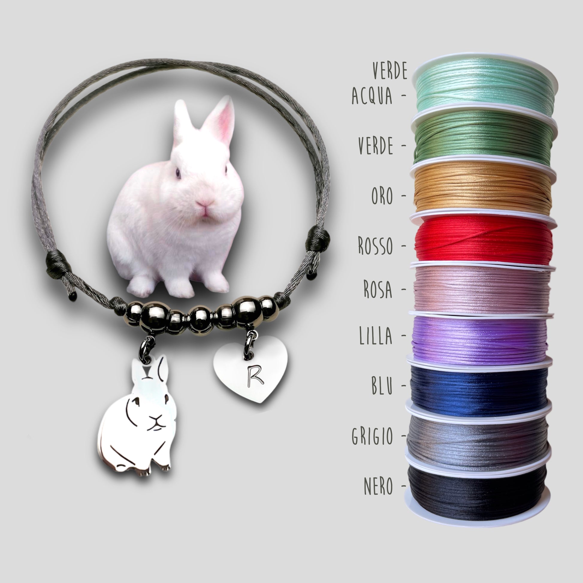 Bracciale ciondolo coniglio personalizzato, coniglio personalizzato per bracciale - ContrariaBijoux