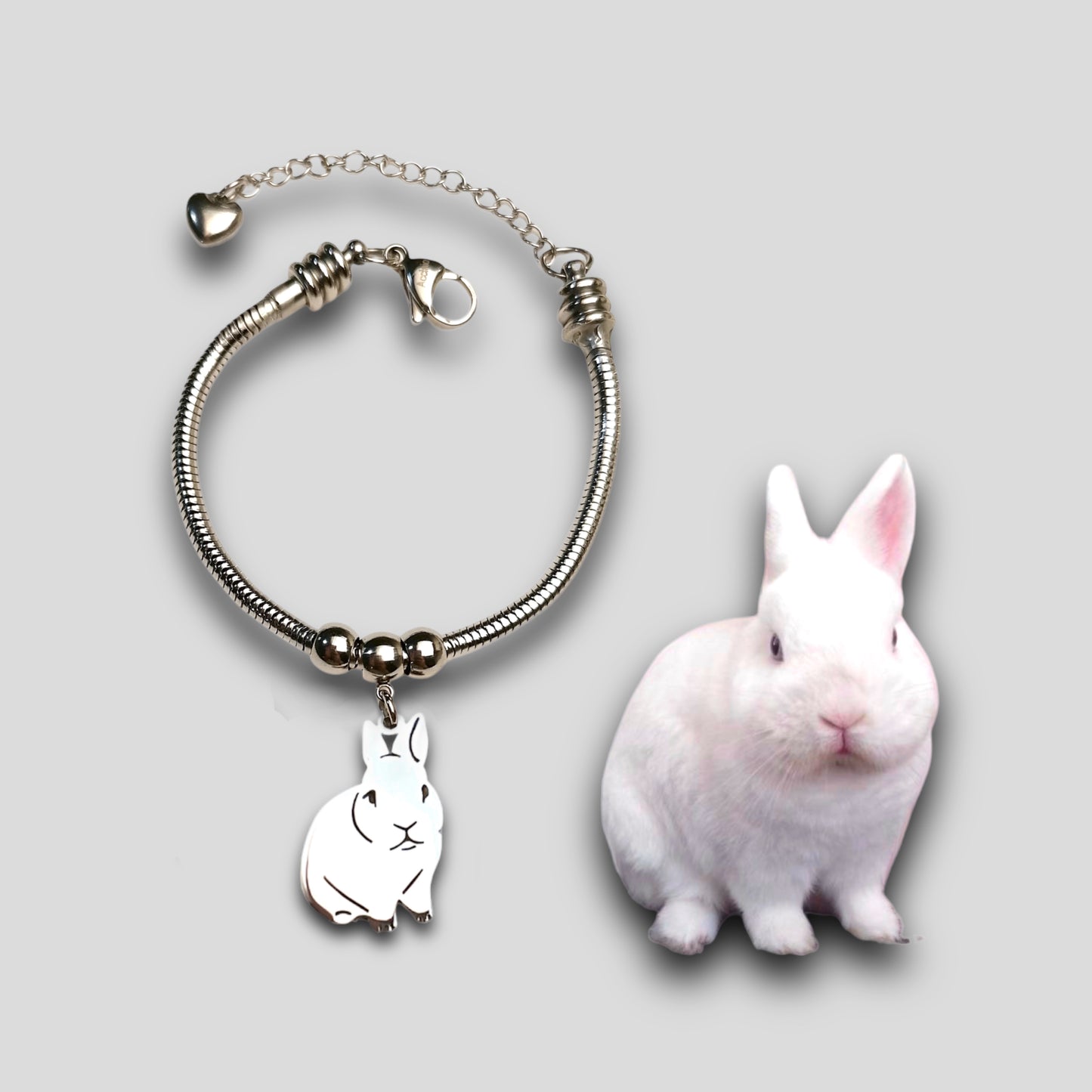 Bracciale ciondolo coniglio personalizzato, coniglio personalizzato per bracciale - ContrariaBijoux