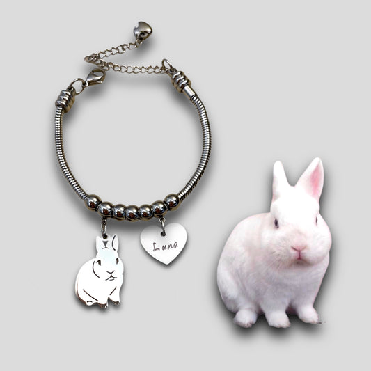 Bracciale ciondolo coniglio personalizzato, coniglio personalizzato per bracciale - ContrariaBijoux