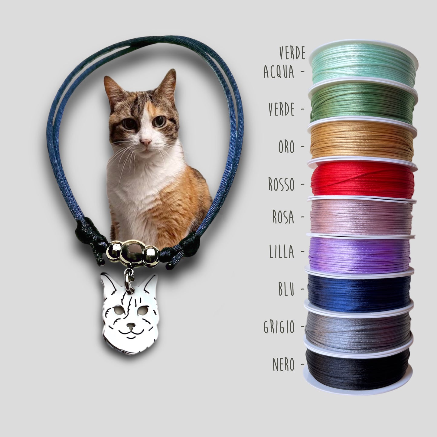 Bracciale ciondolo personalizzato gatto - ContrariaBijoux