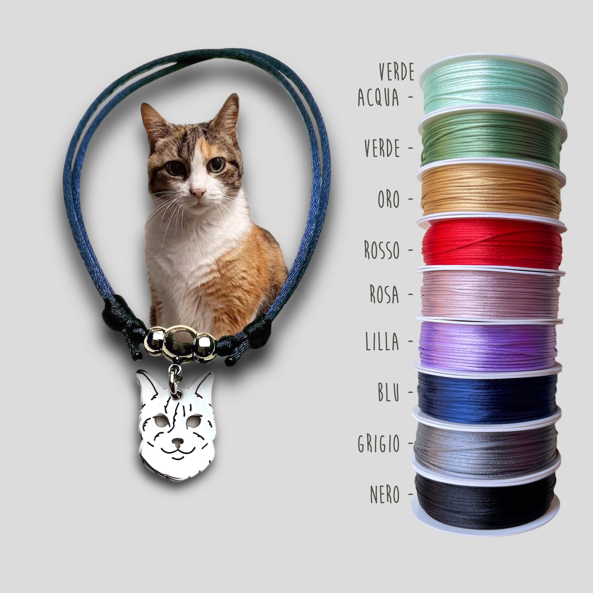 Bracciale ciondolo personalizzato gatto - ContrariaBijoux