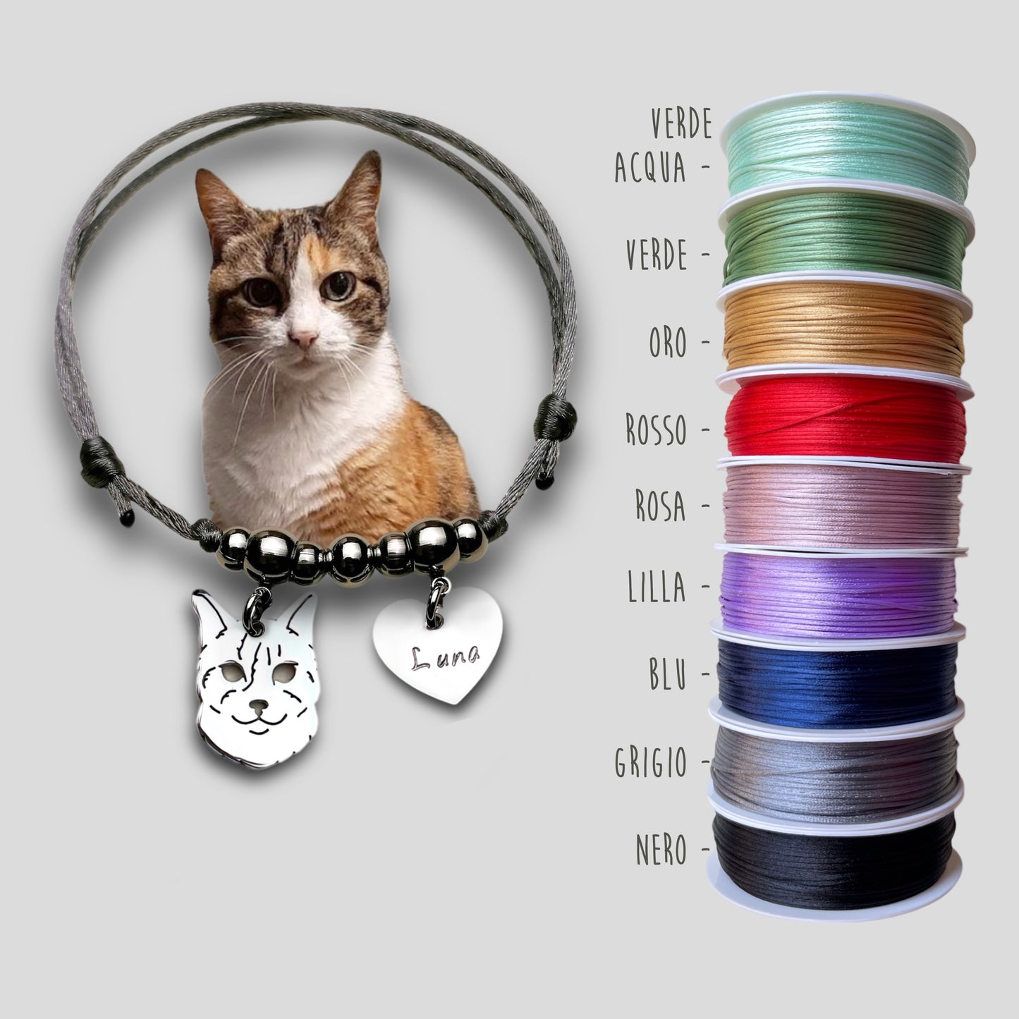 Bracciale ciondolo personalizzato gatto - ContrariaBijoux