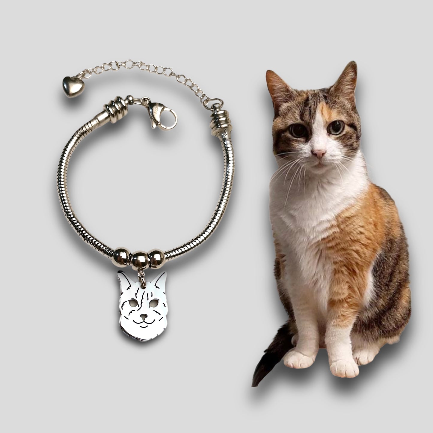Bracciale ciondolo personalizzato gatto - ContrariaBijoux