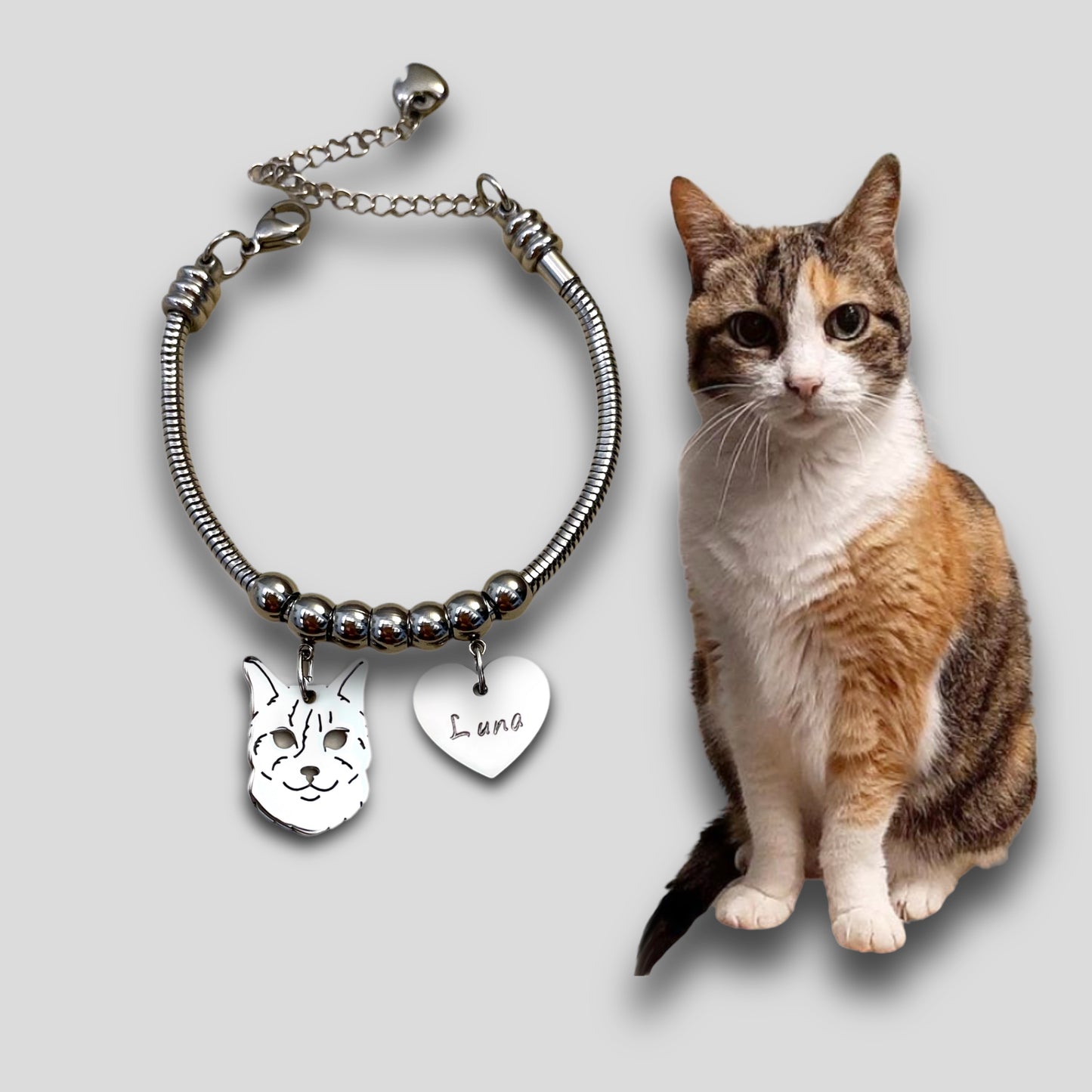 Bracciale ciondolo personalizzato gatto - ContrariaBijoux