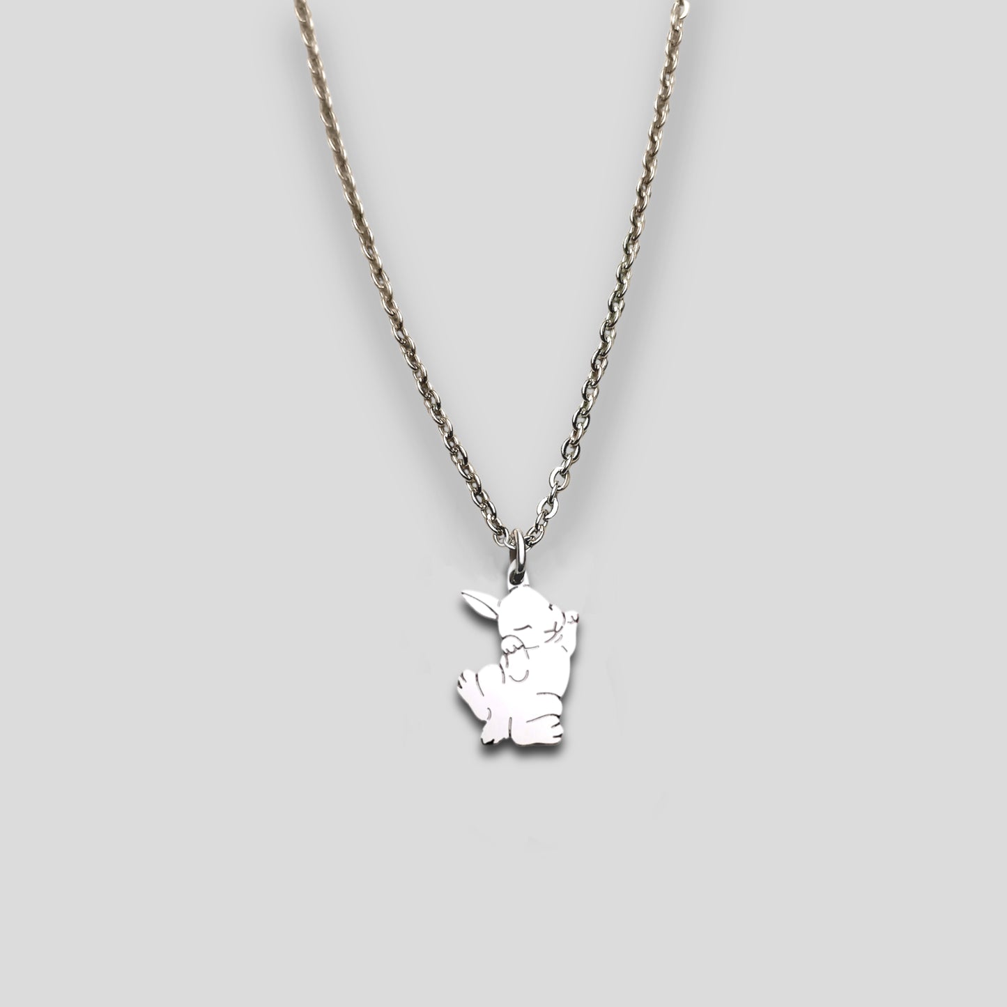 Collana coniglietto , Collana con coniglio nano e cuore con nome - ContrariaBijoux