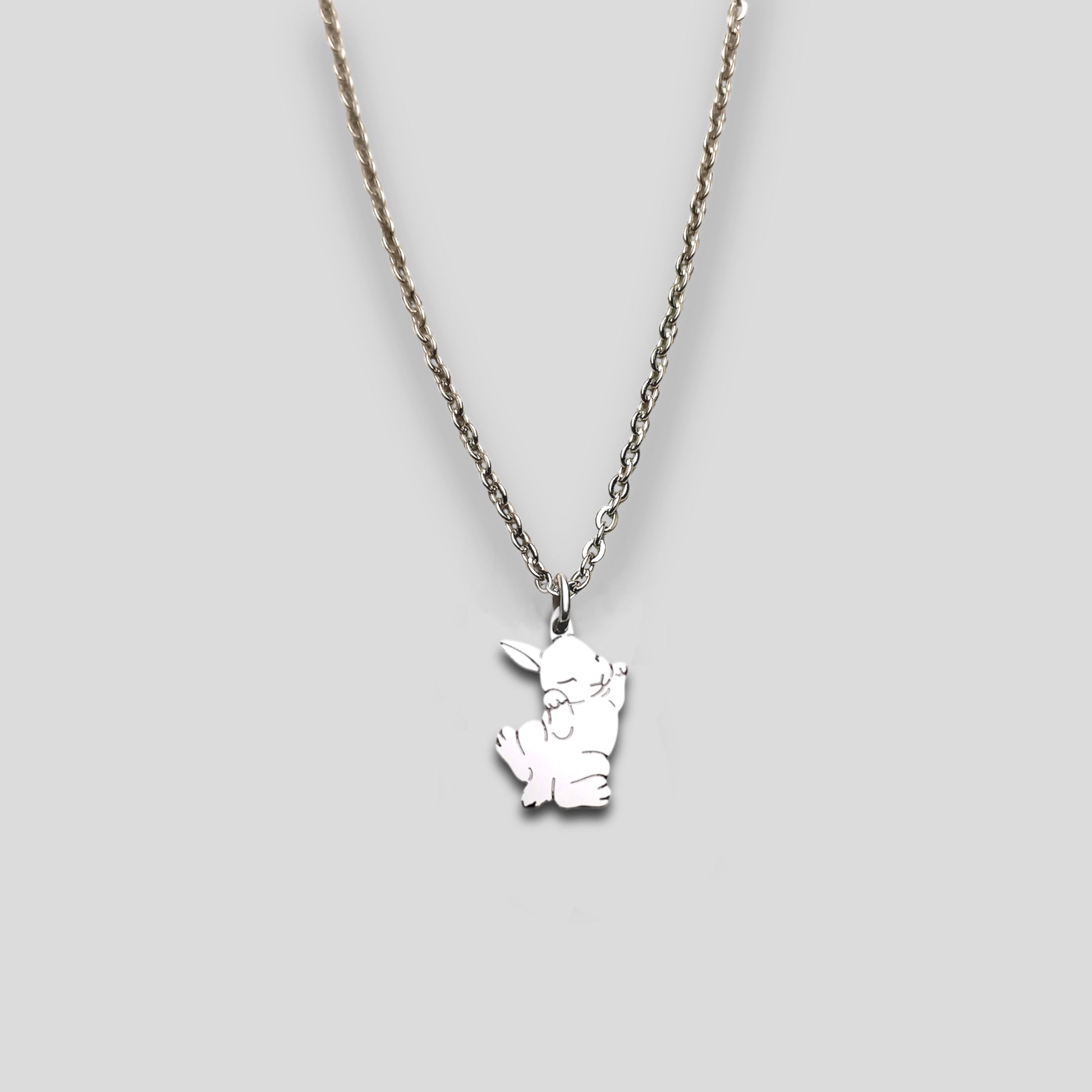 Collana coniglietto , Collana con coniglio nano e cuore con nome - ContrariaBijoux