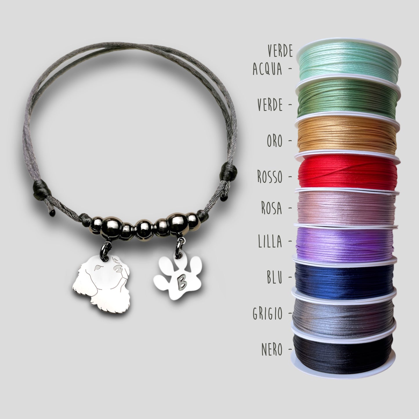 Bracciale cane Golden Retriever, Bracciale Golden Retriever personalizzato e zampa incisa - ContrariaBijoux