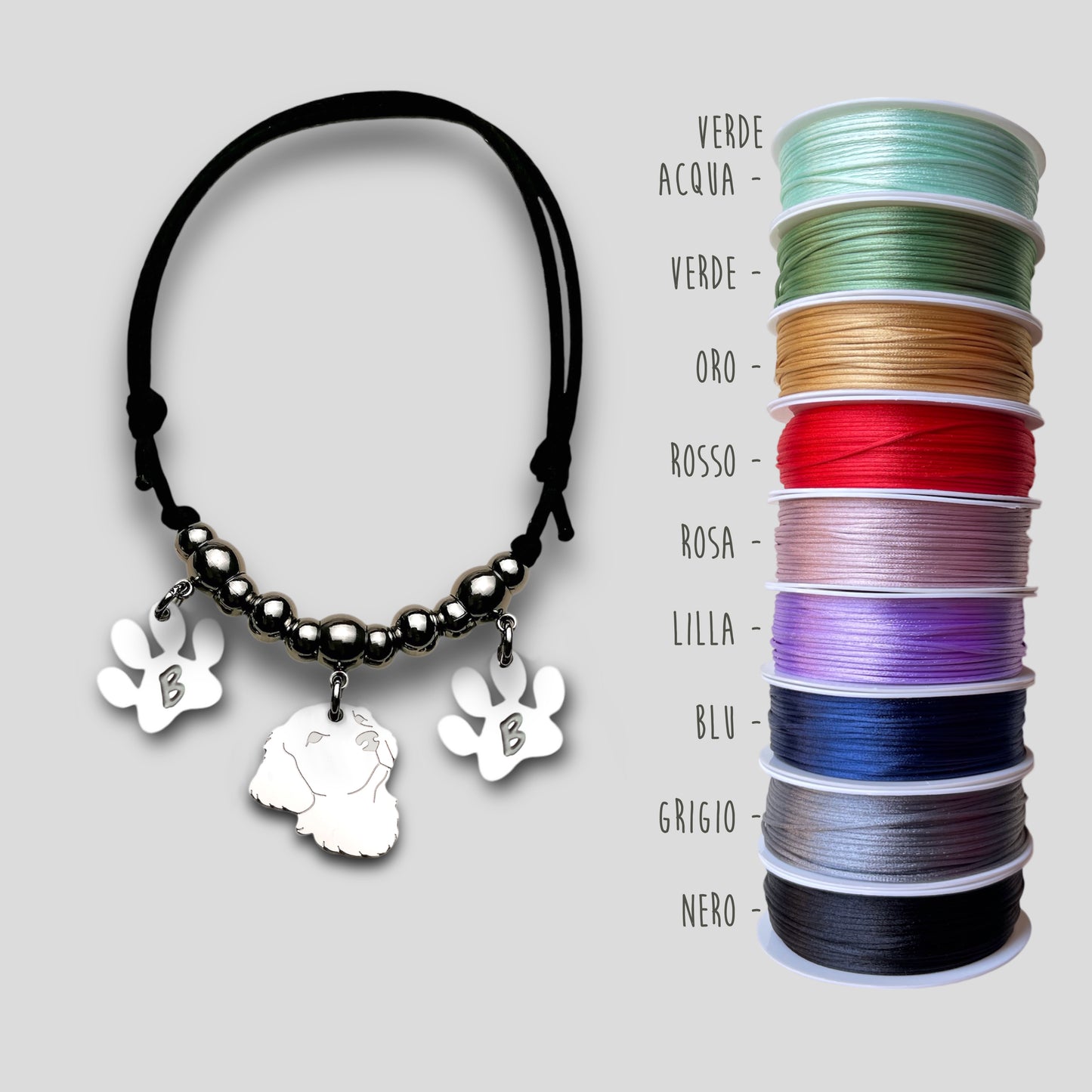 Bracciale cane Golden Retriever, Bracciale Golden Retriever personalizzato e zampa incisa - ContrariaBijoux