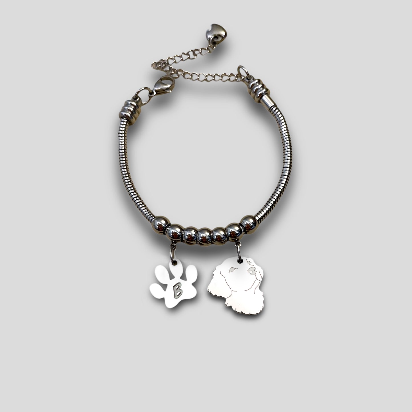 Bracciale cane Golden Retriever, Bracciale Golden Retriever personalizzato e zampa incisa - ContrariaBijoux