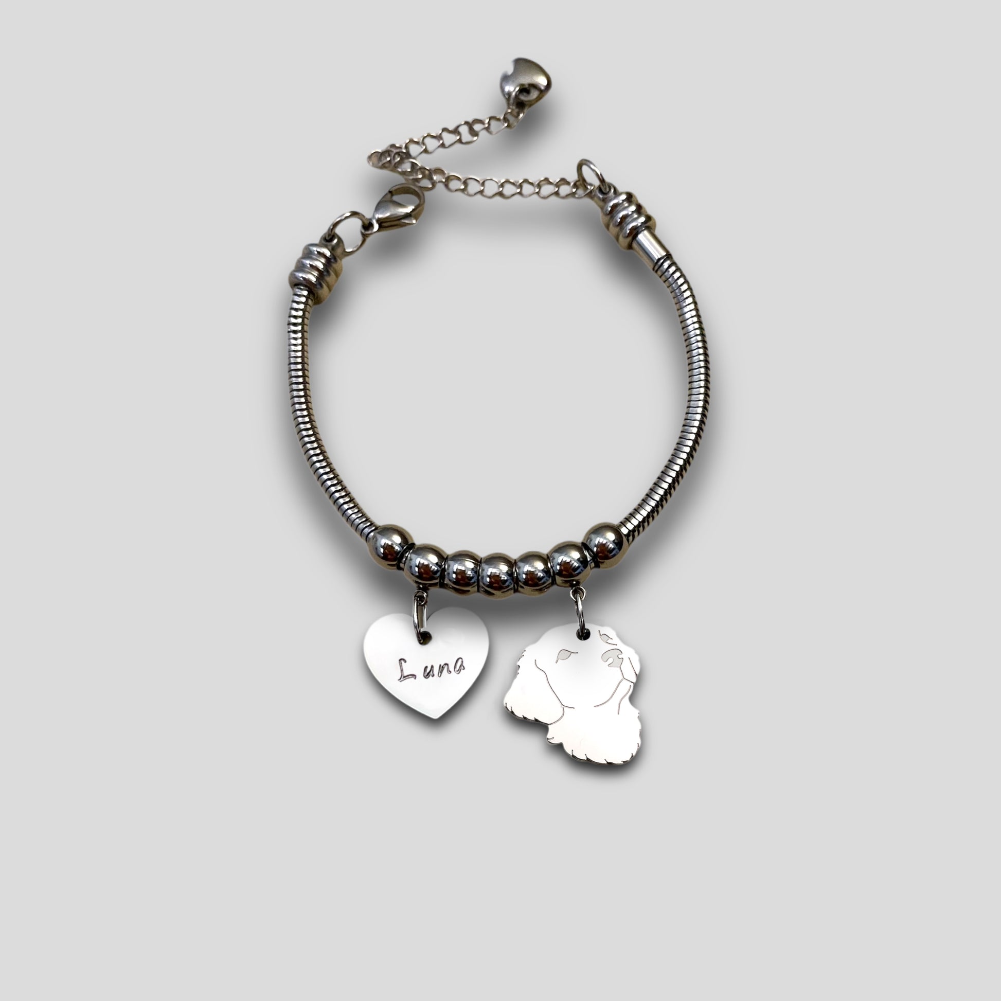 Bracciale cane Golden Retriever, Bracciale Golden Retriever personalizzato e zampa incisa - ContrariaBijoux