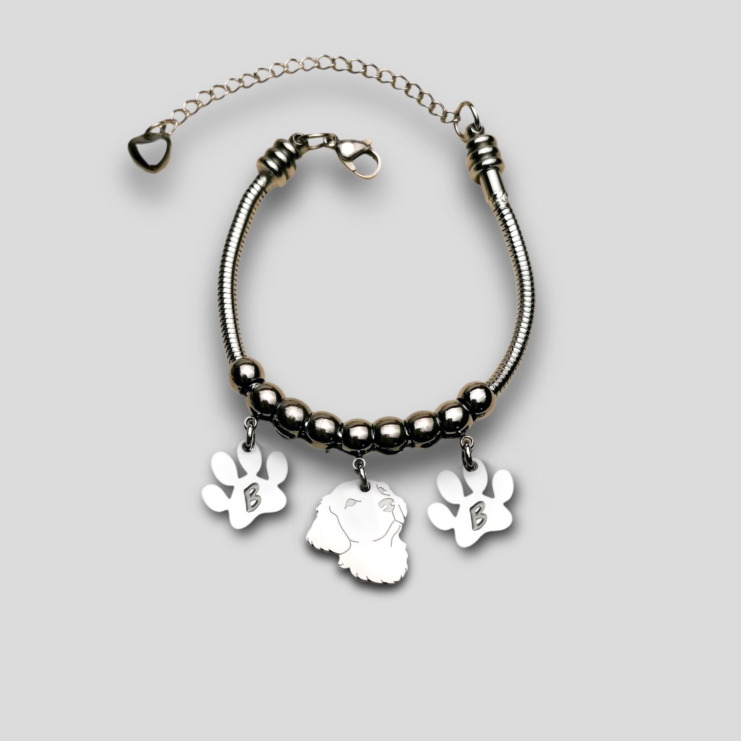 Bracciale cane Golden Retriever, Bracciale Golden Retriever personalizzato e zampa incisa - ContrariaBijoux