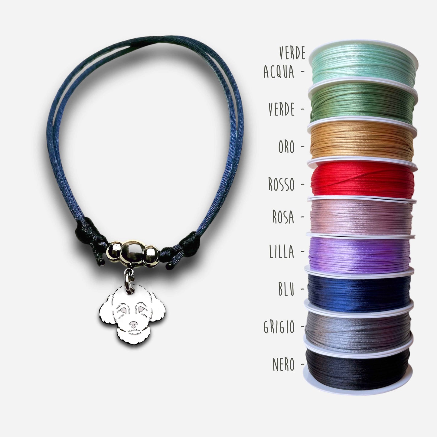 Bracciale cane Barboncino, Bracciale Barboncino e zampa con iniziale incisa