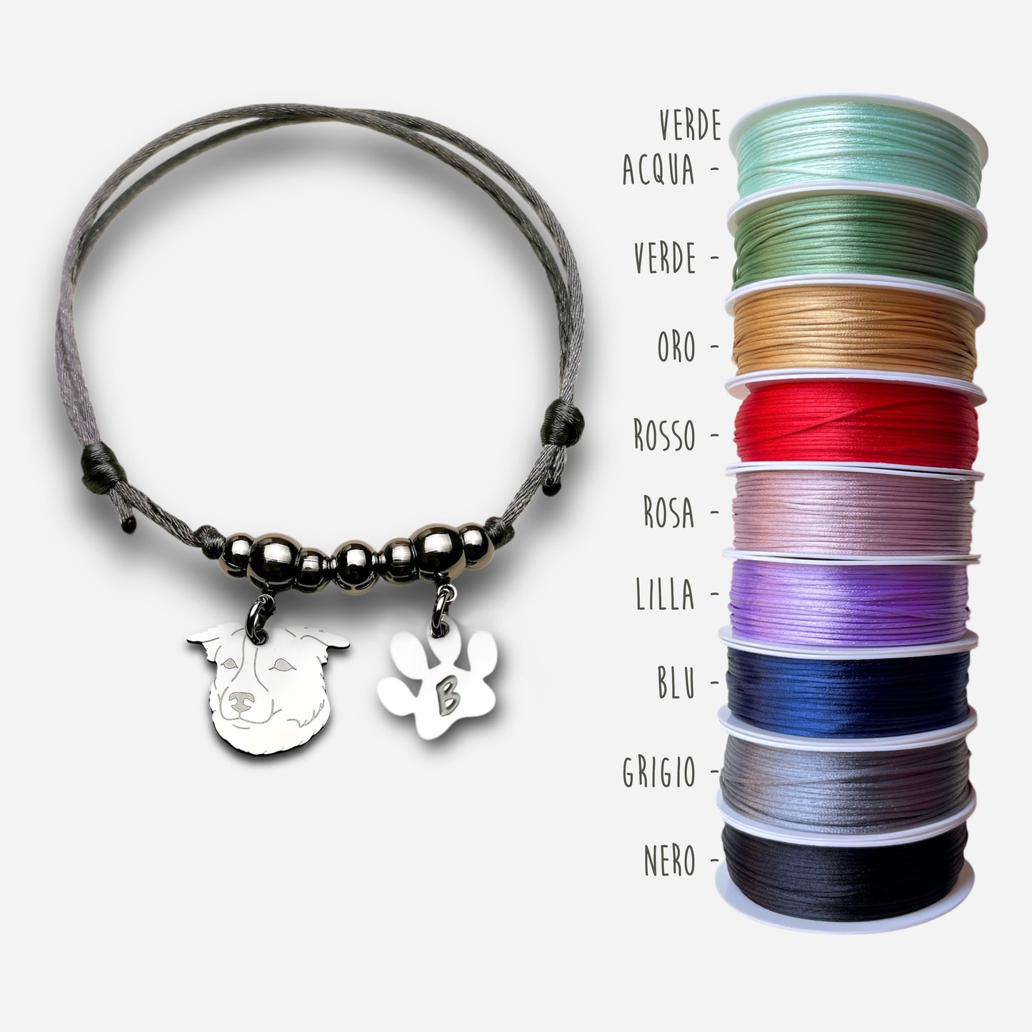 Bracciale Cane Pastore Australiano e zampa con "iniziale" incisa - ContrariaBijoux