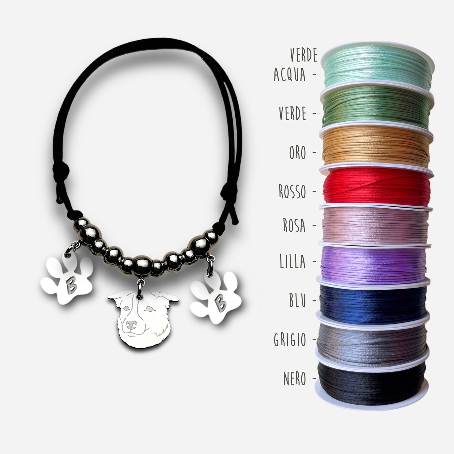 Bracciale Cane Pastore Australiano e zampa con "iniziale" incisa - ContrariaBijoux