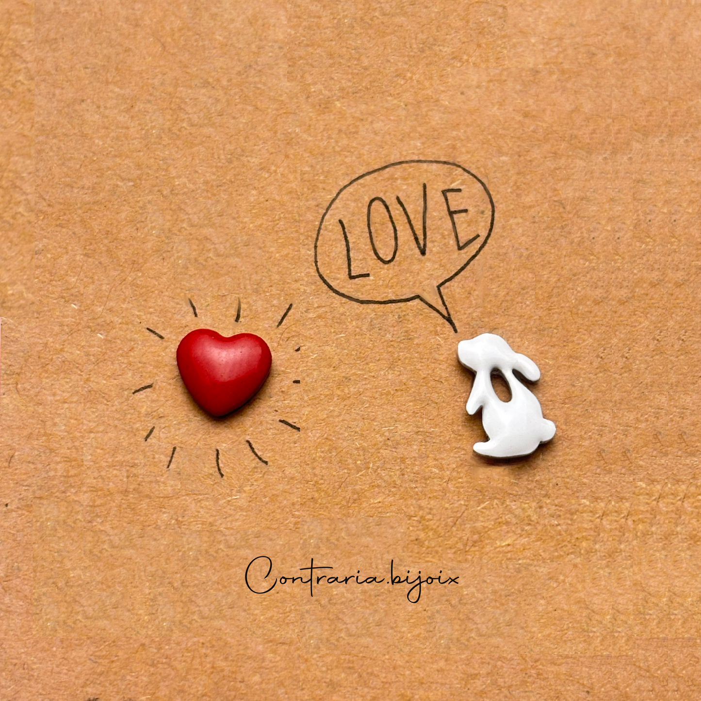 Orecchini Coniglio bianco e cuore - ContrariaBijoux