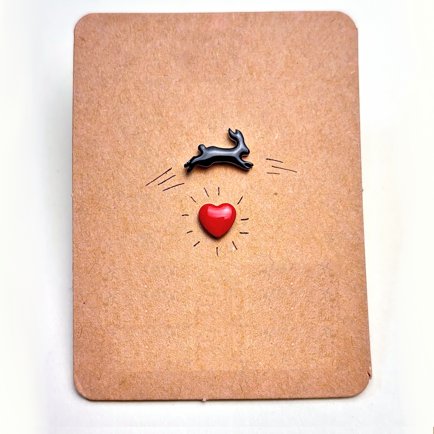 Orecchini Coniglio nero e cuore , orecchino a forma di coniglietto - ContrariaBijoux