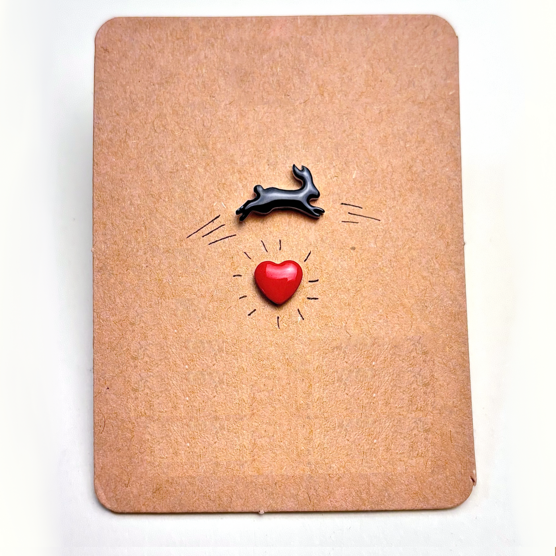 Orecchini Coniglio nero e cuore , orecchino a forma di coniglietto - ContrariaBijoux