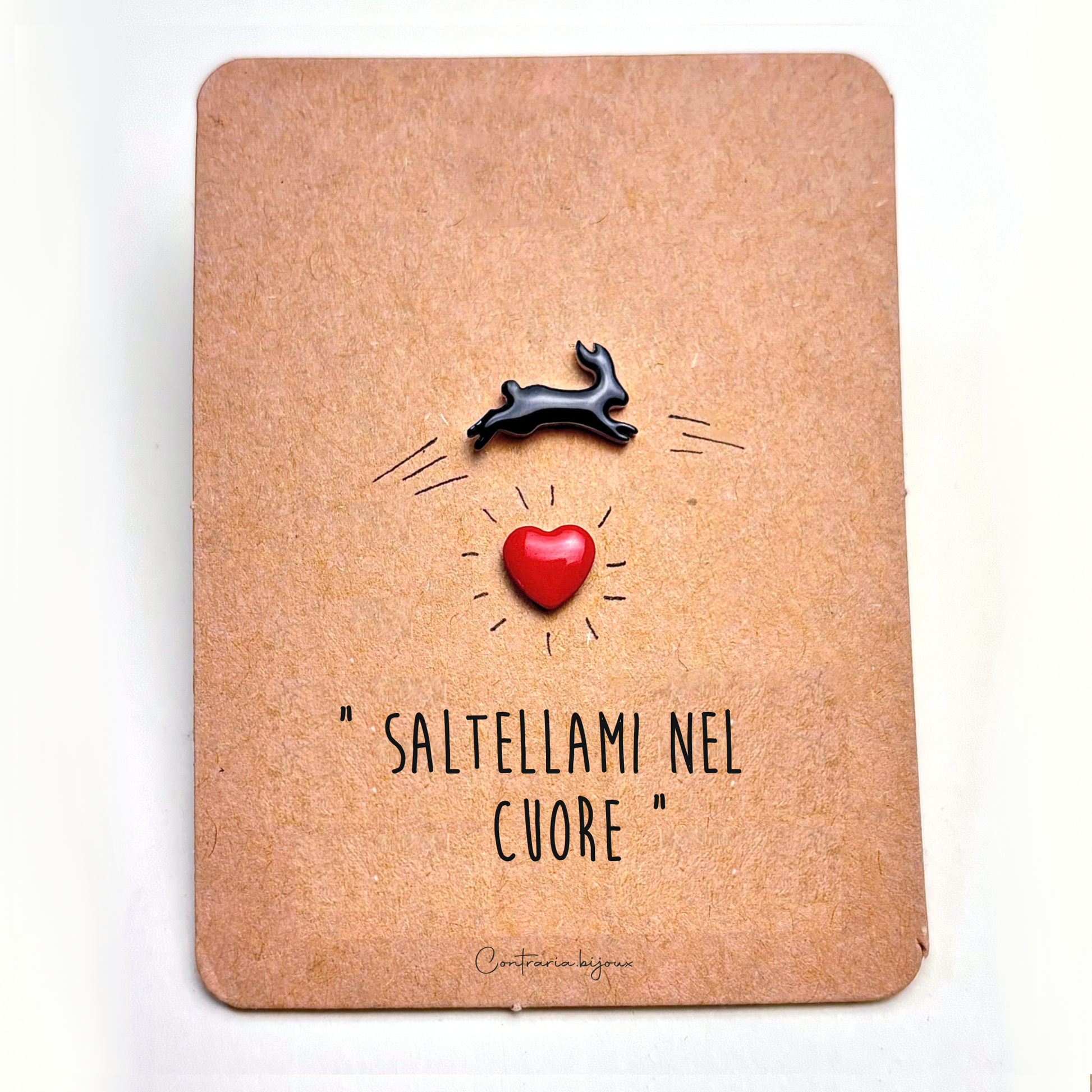 Orecchini Coniglio nero e cuore , orecchino a forma di coniglietto - ContrariaBijoux