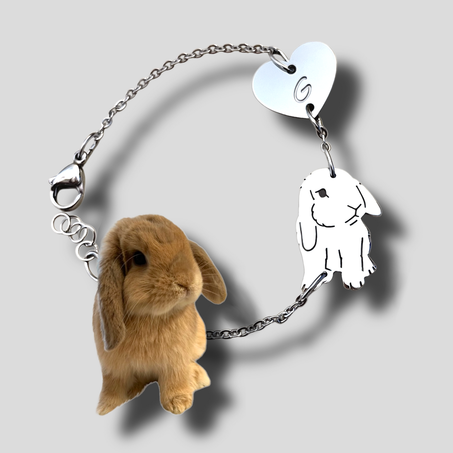 Bracciale ciondolo coniglio personalizzato, coniglio personalizzato per bracciale - ContrariaBijoux
