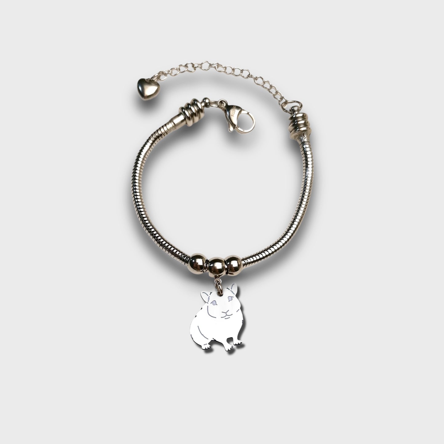 Bracciale Criceto e ciondolo cuore con iniziale incisa - ContrariaBijoux