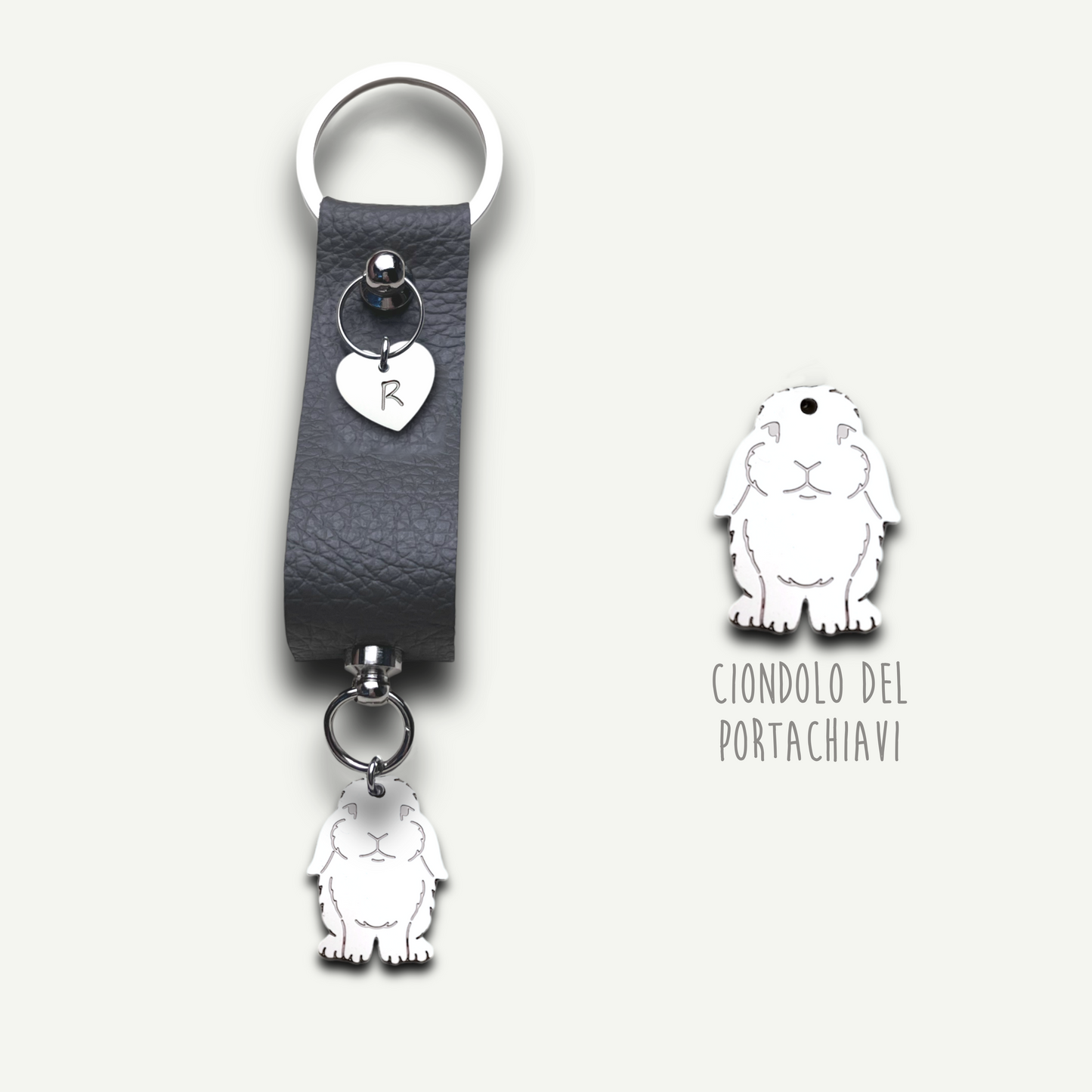 Portachiavi similpelle coniglio, portachiavi coniglietto similpelle - ContrariaBijoux