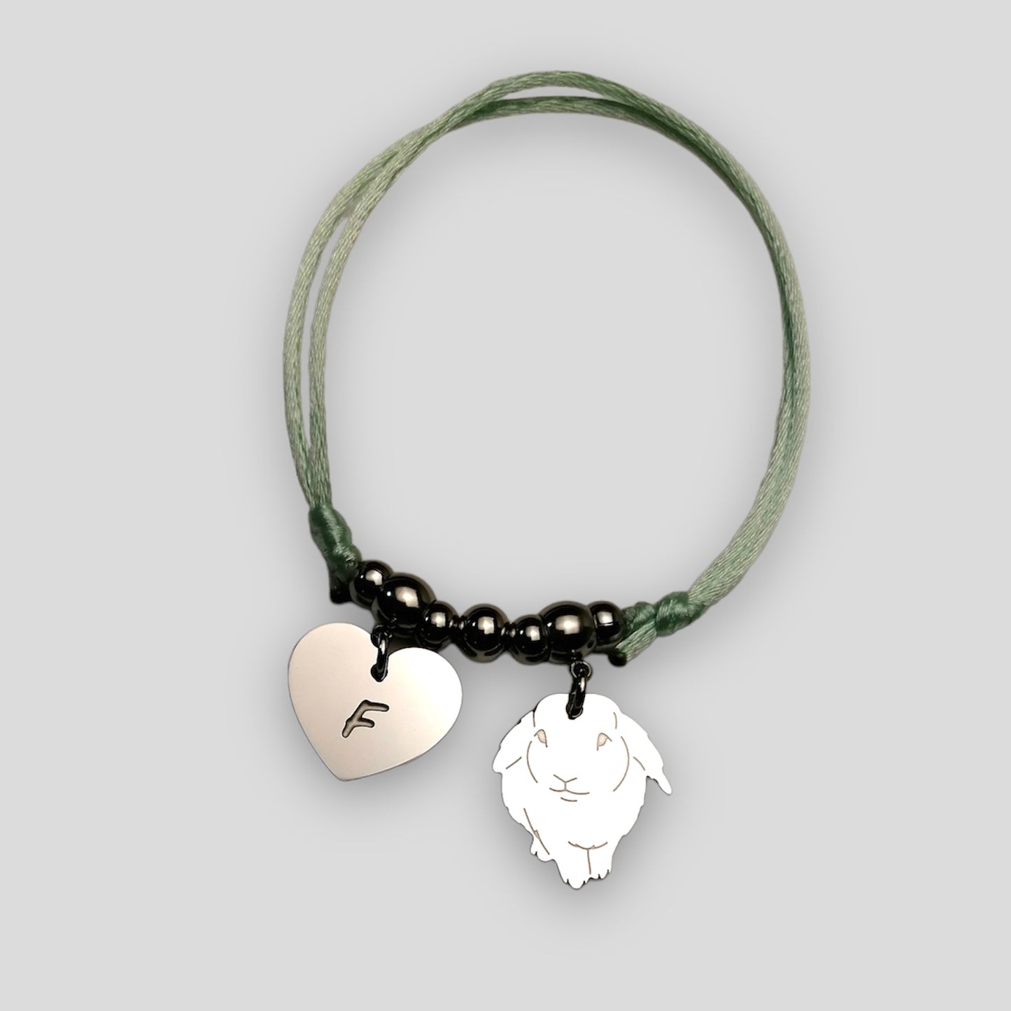 Bracciale Coniglio Ariete e cuore con iniziale incisa - ContrariaBijoux