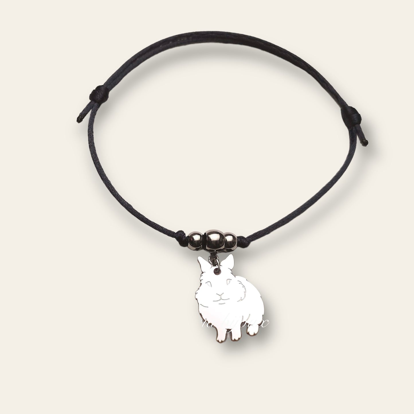 Bracciale coniglio Testa di Leone e cuore con iniziale incisa