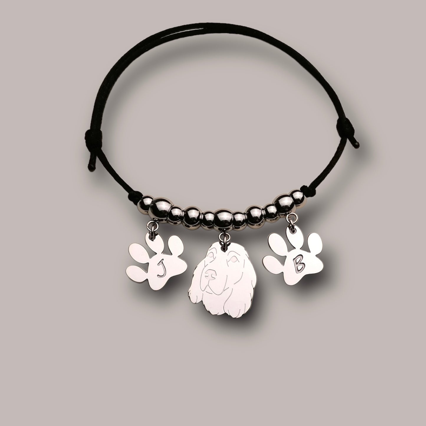 Bracciale cane Cocker e zampa con iniziale incisa