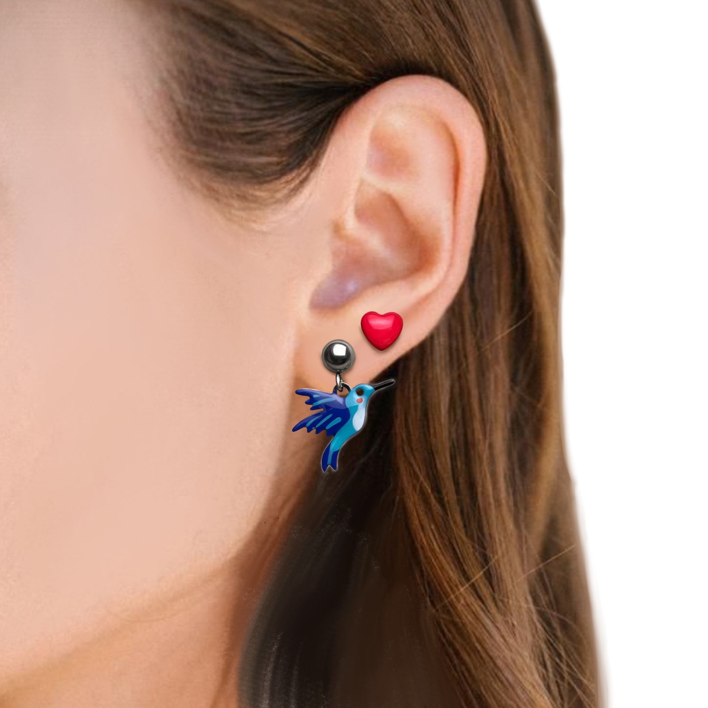 Orecchini Colibrì e cuore - ContrariaBijoux