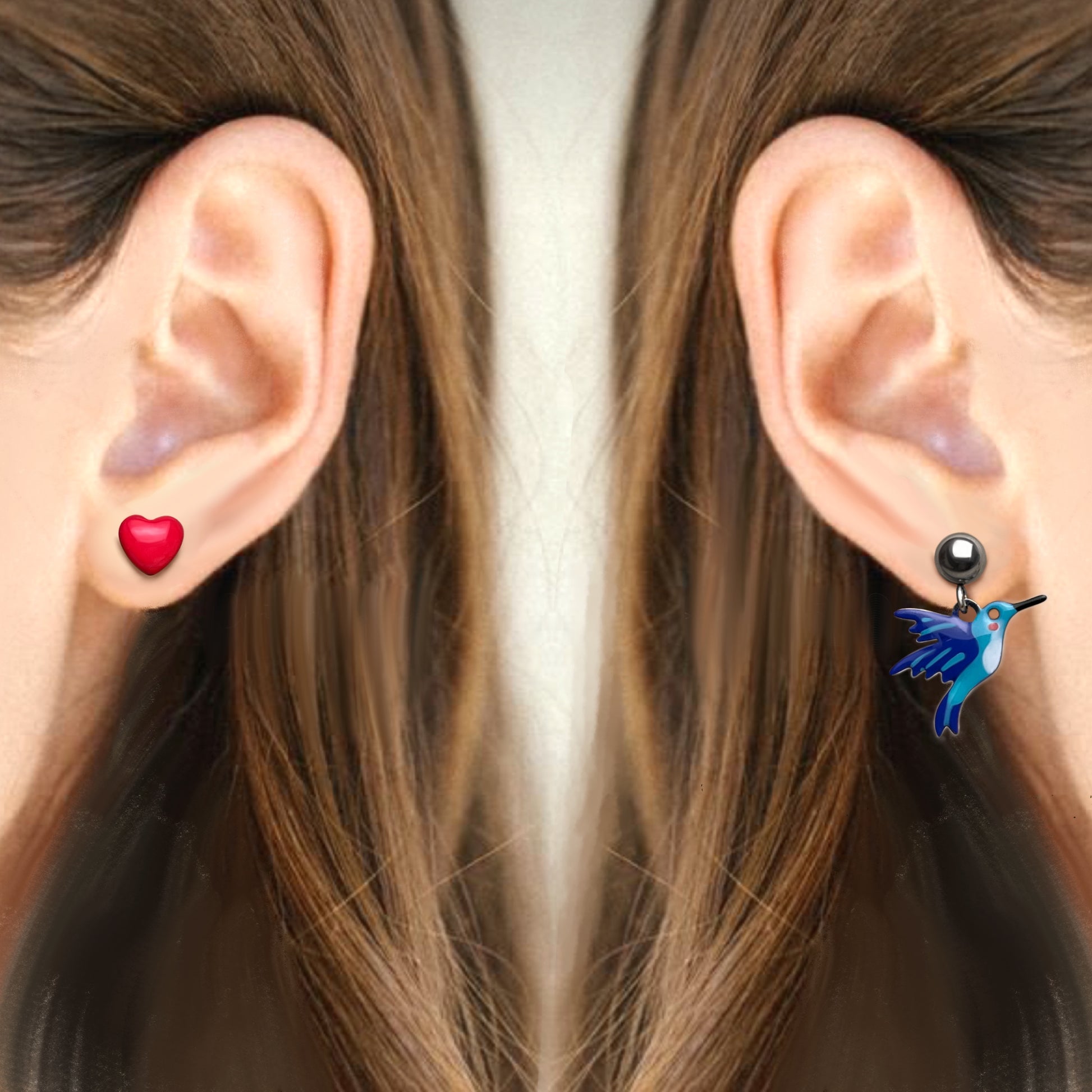 Orecchini Colibrì e cuore - ContrariaBijoux