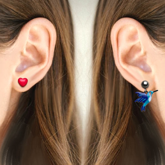 Orecchini Colibrì e cuore - ContrariaBijoux
