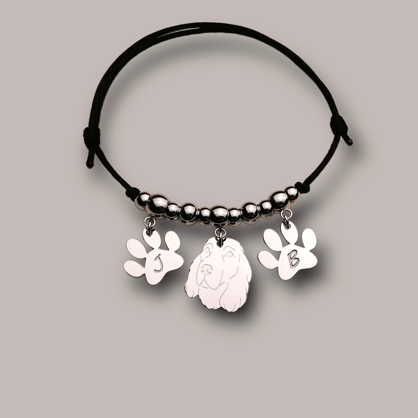 Bracciale cane Cocker e zampa con iniziale incisa