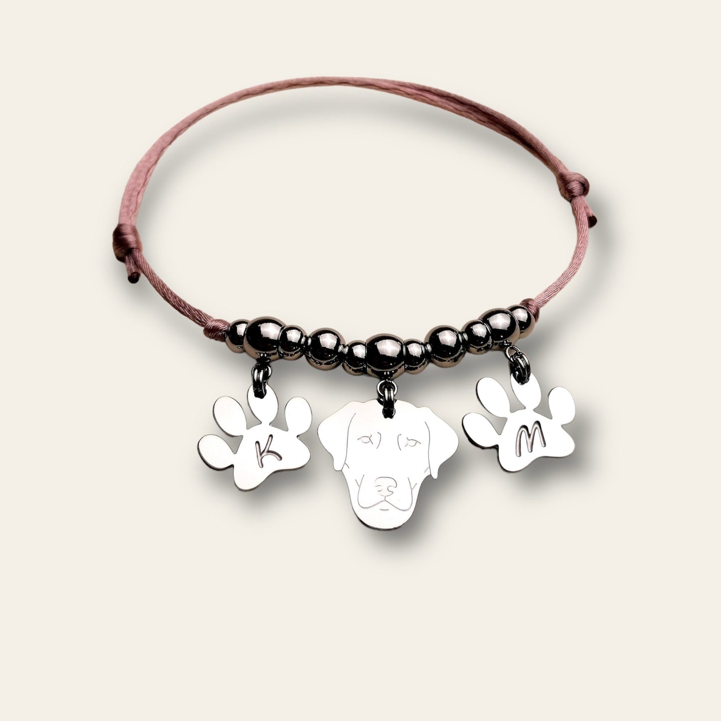 Bracciale Cane Labrador e zampa con lettera incisa