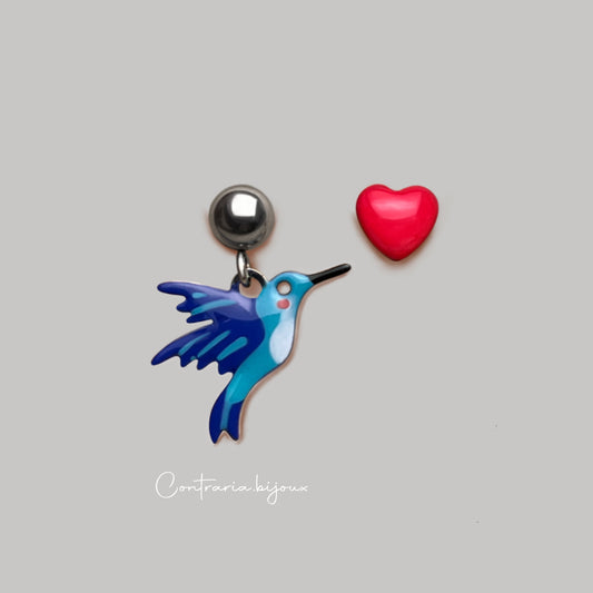 Orecchini Colibrì e cuore - ContrariaBijoux