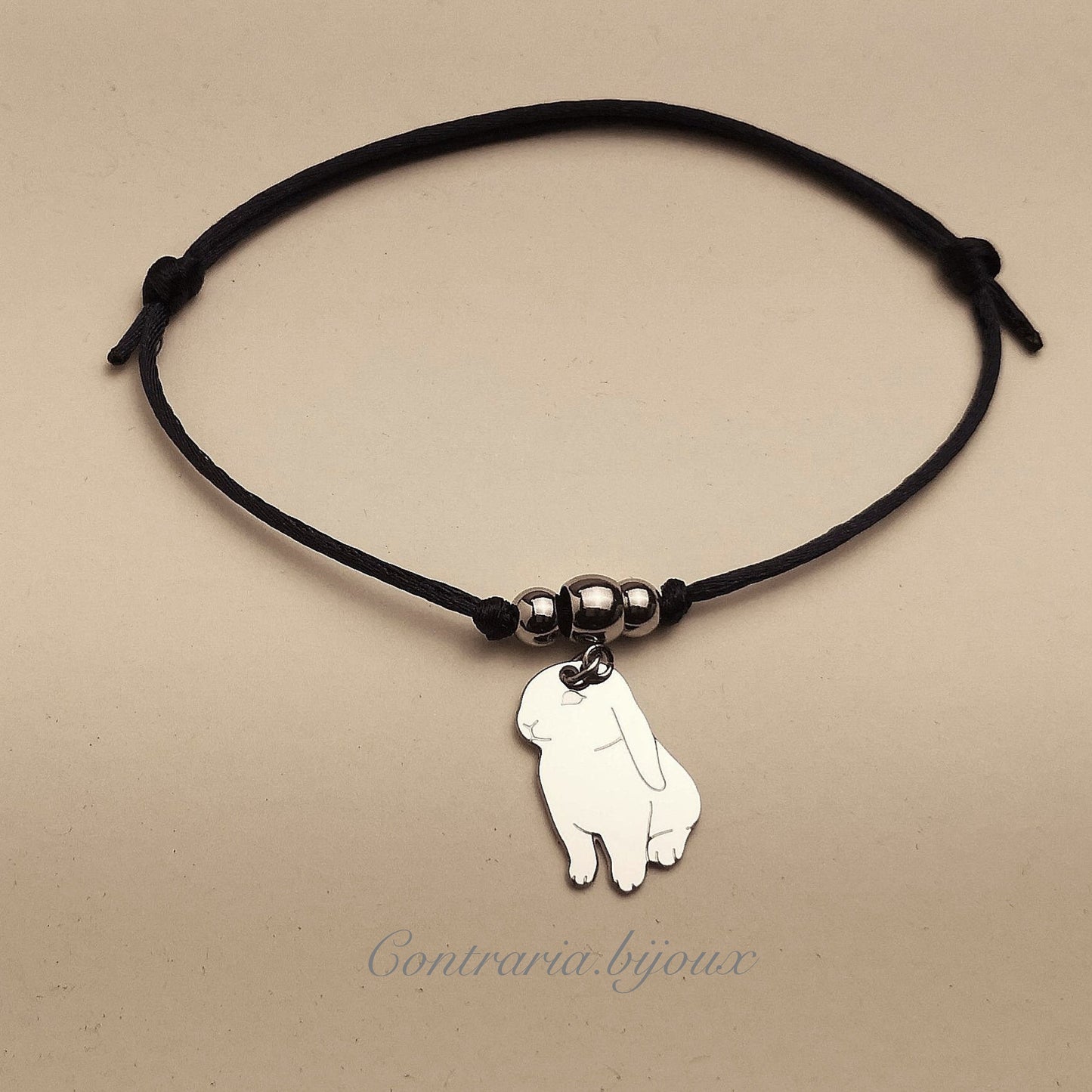 Bracciale Coniglio Ariete e ciondolo cuore con iniziale incisa