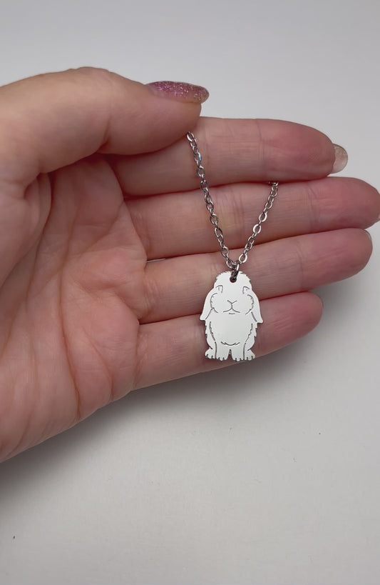 Collana coniglio Ariete, Collana con ciondolo coniglio ariete e cuore con nome