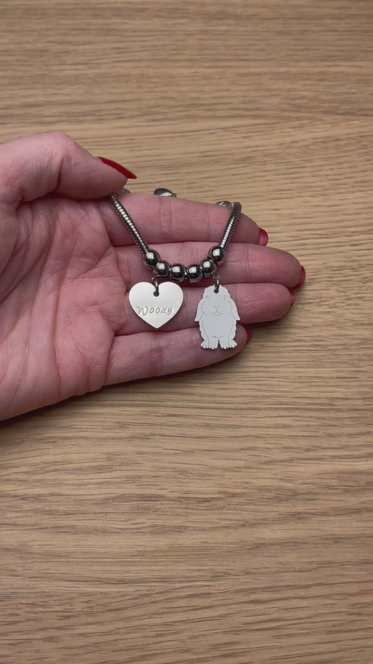 Bracciale coniglio ariete - Elegante bracciale coniglio ariete e cuore