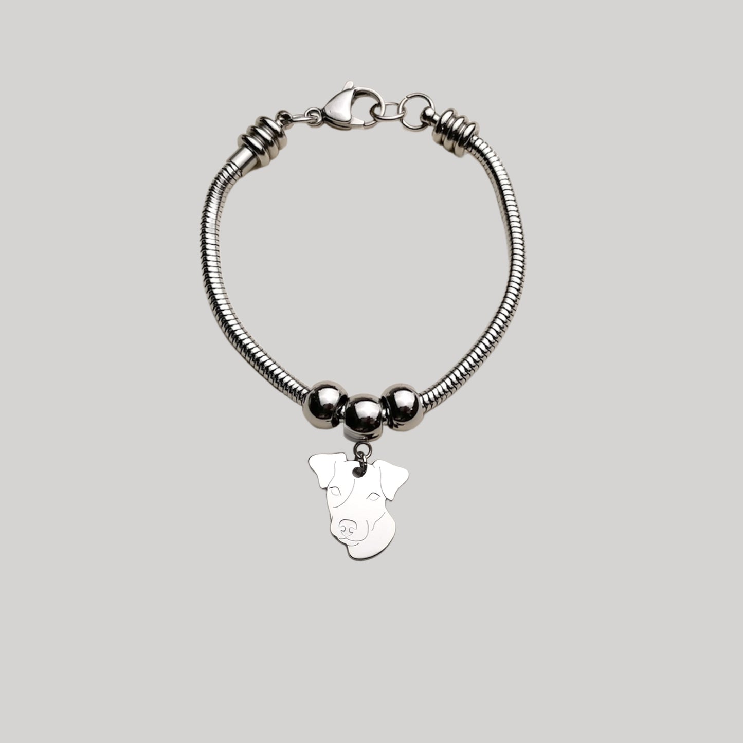 Bracciale Cane Jack Russell e zampa con iniziale incisa