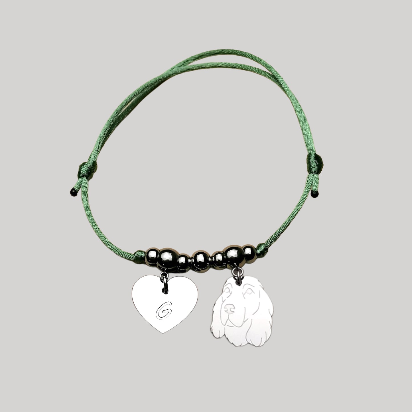 Bracciale cane Cocker e zampa con iniziale incisa