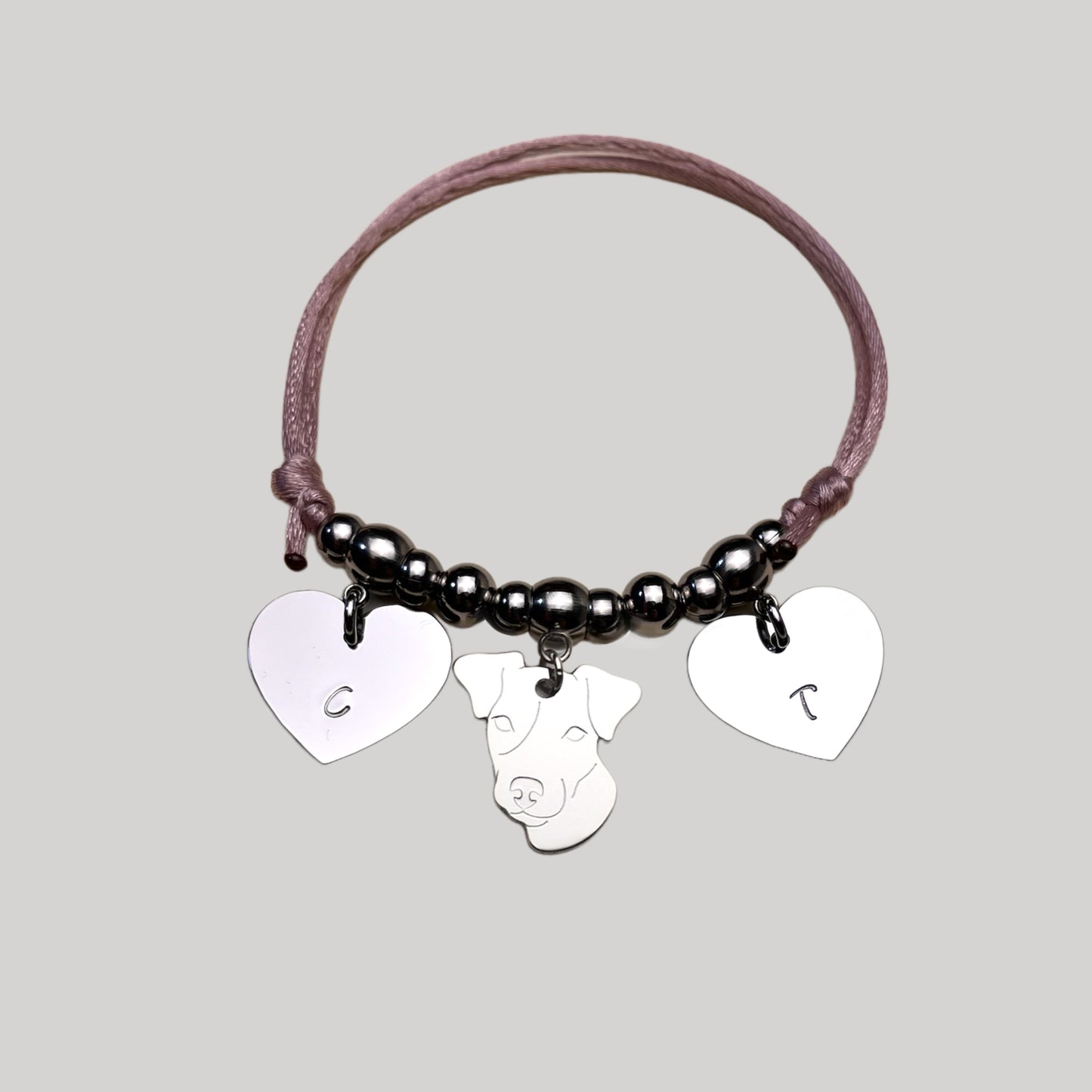 Bracciale Cane Jack Russell e zampa con iniziale incisa