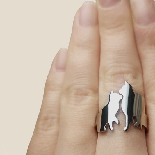 Anello Gatti, Anello due gatti, anello personalizzato gatti