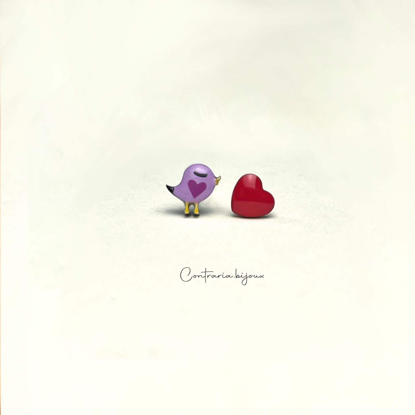 Orecchini cuore e Balena / cuore e uccellino /  cuore e Cane - ContrariaBijoux