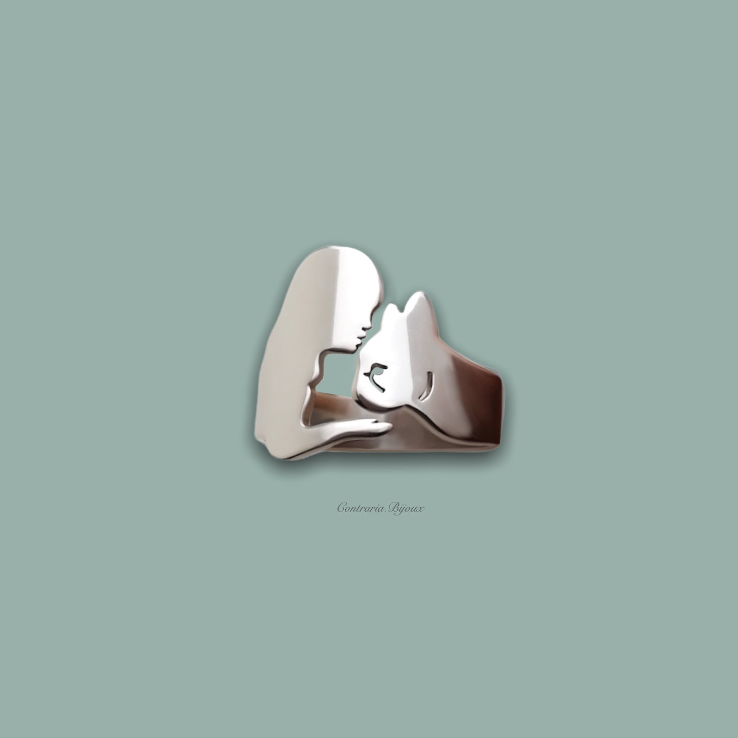 Anello Bulldog Francese e Ragazza - ContrariaBijoux