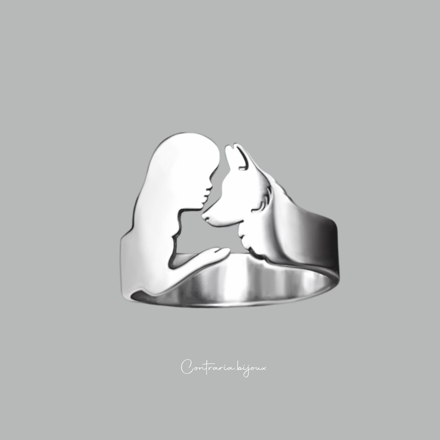 Anello ragazza e pastore tedesco / cane lupo - ContrariaBijoux