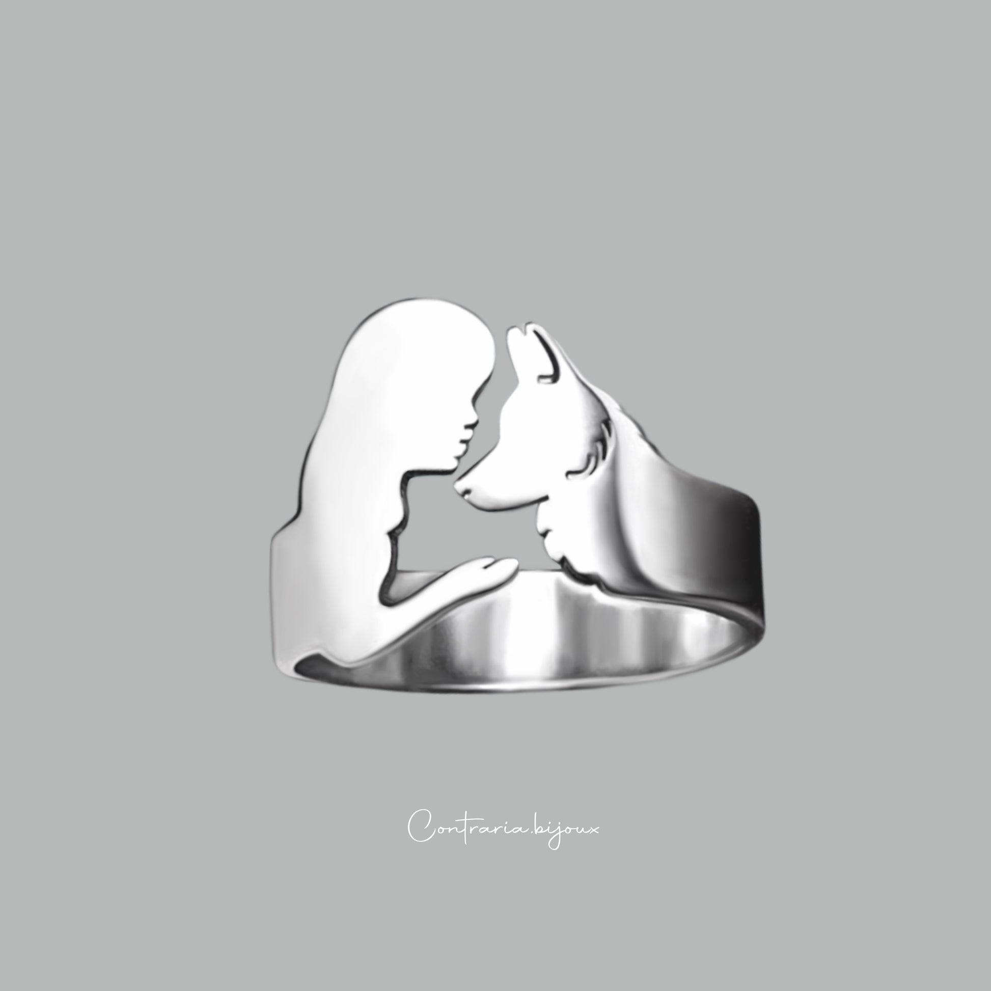 Anello ragazza e pastore tedesco / cane lupo - ContrariaBijoux