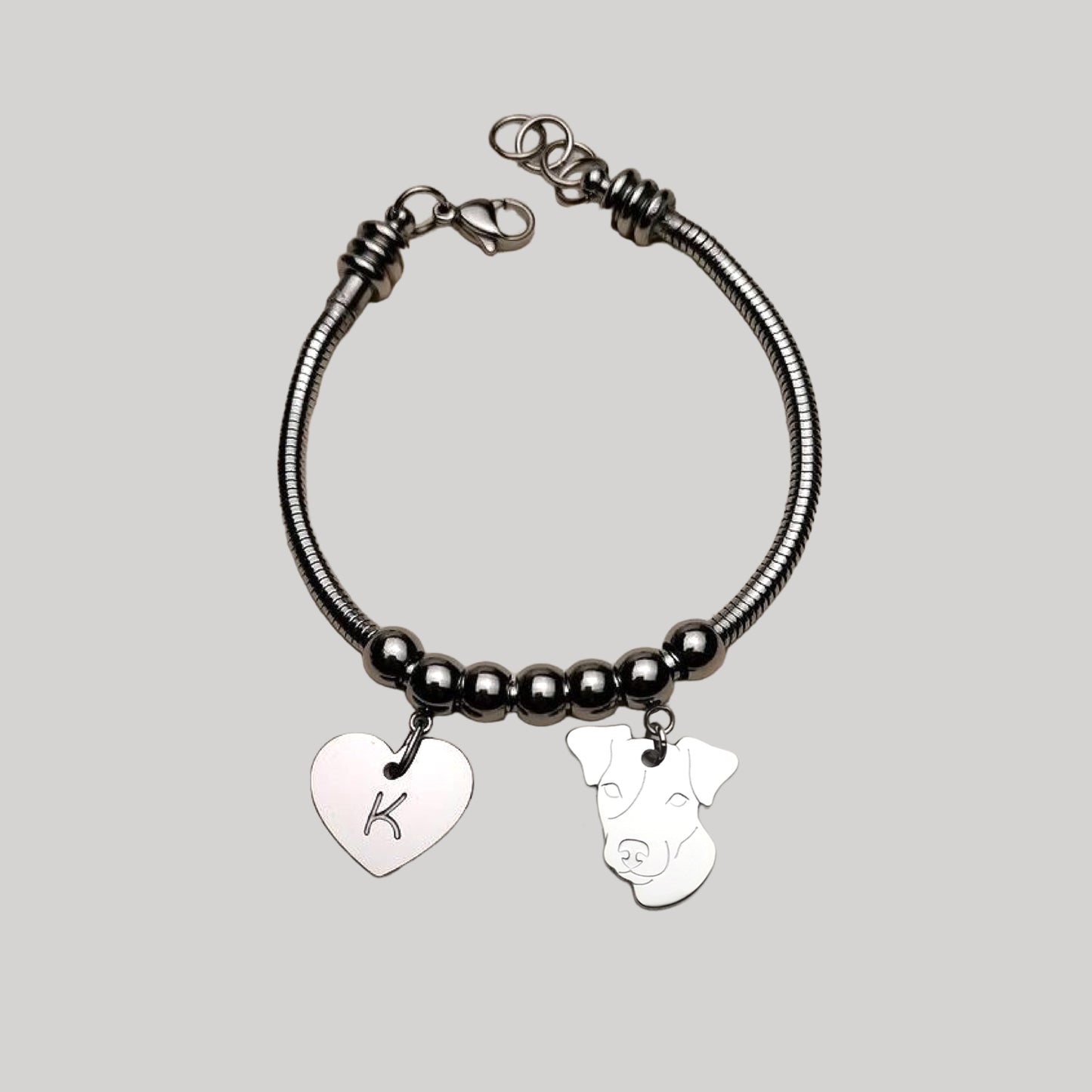 Bracciale Cane Jack Russell e zampa con iniziale incisa